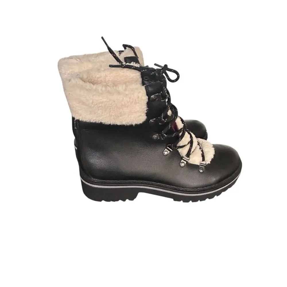NWOB Tommy Hilfiger Ron 2 Faux Fur Lace Up Boots Black 10 M